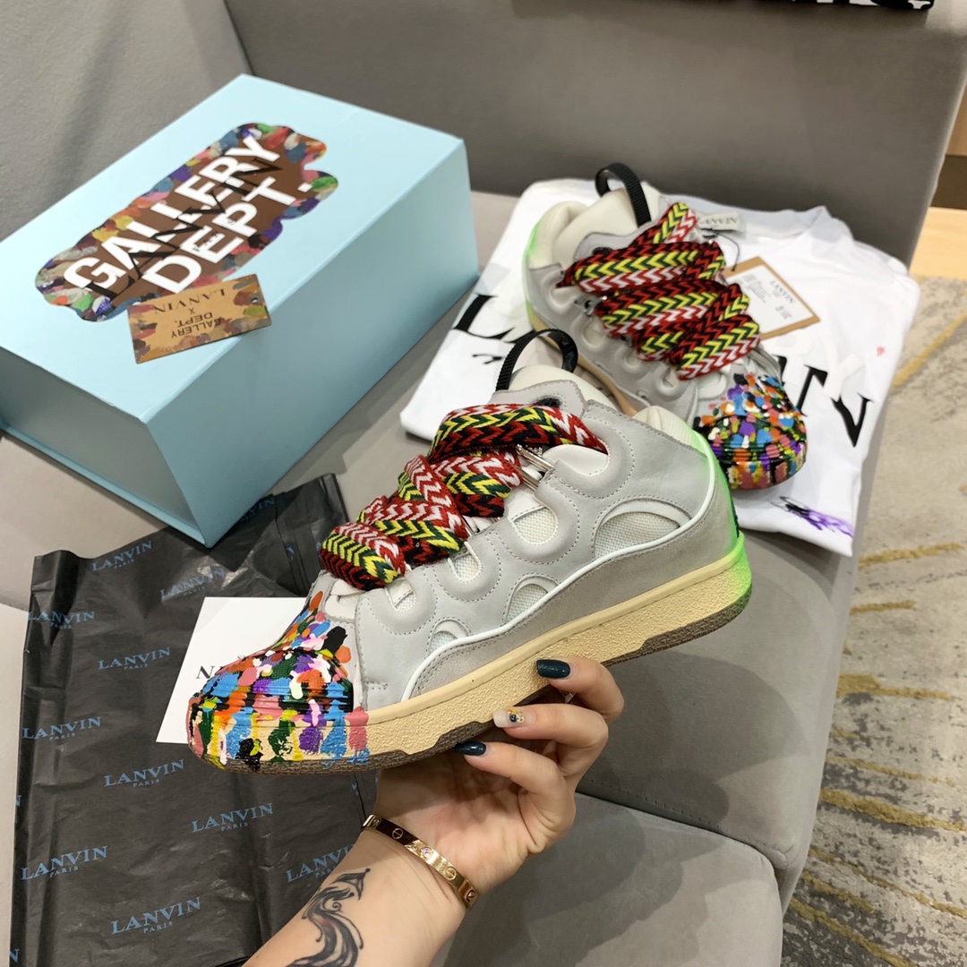 Gallery Dept. x Lanvin Printed Curb Sneakers White PB FM-SKRK11-DRGD-E21