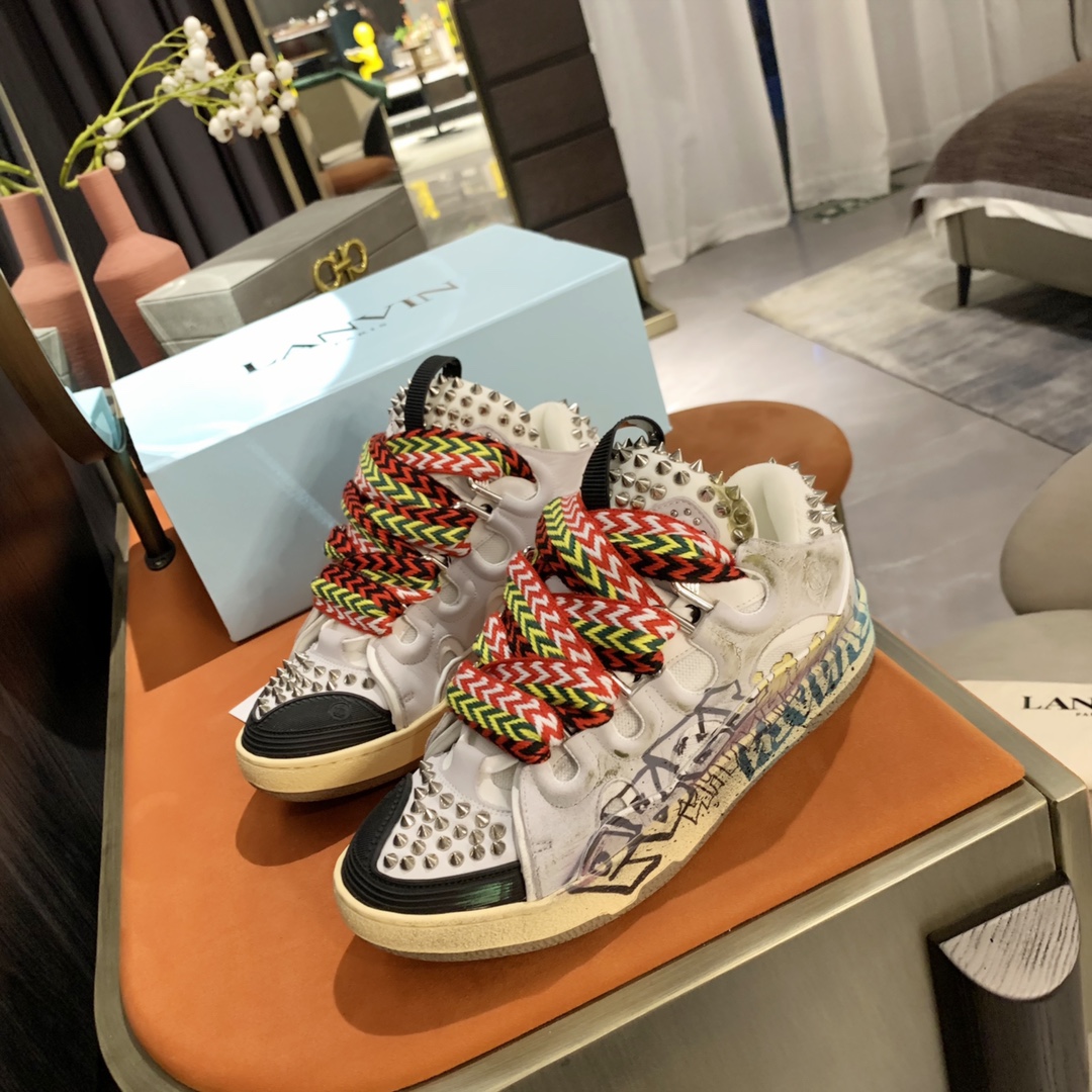 Lanvin Curb Sneaker Graffiti PB FW-SKDK02-STUD-P22-00M2