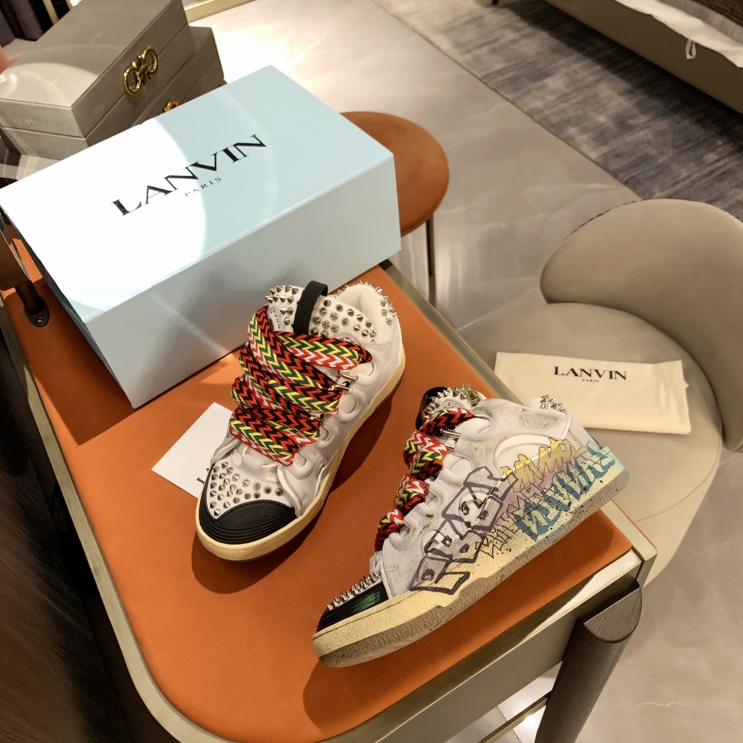 Lanvin Curb Sneaker Graffiti PB FW-SKDK02-STUD-P22-00M2