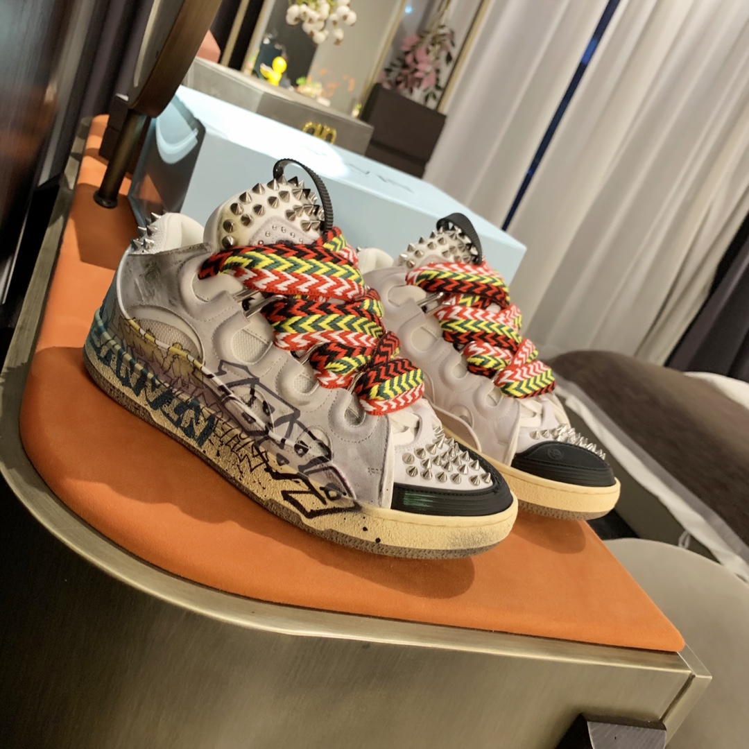 Lanvin Curb Sneaker Graffiti PB FW-SKDK02-STUD-P22-00M2