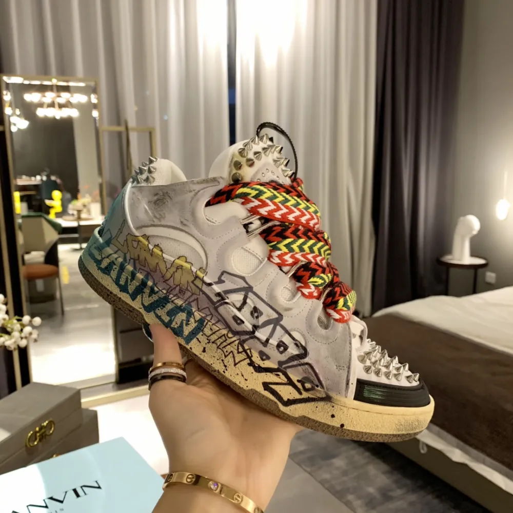 Lanvin Curb Sneaker Graffiti PB FW-SKDK02-STUD-P22-00M2