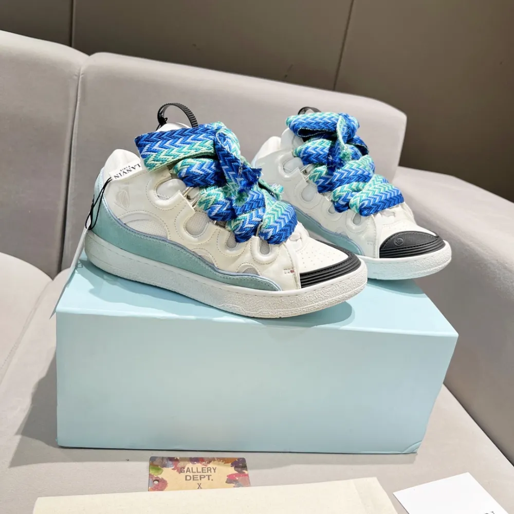 Lanvin Curb Sneakers White Green PB FW SKDK02 DRAG H220040