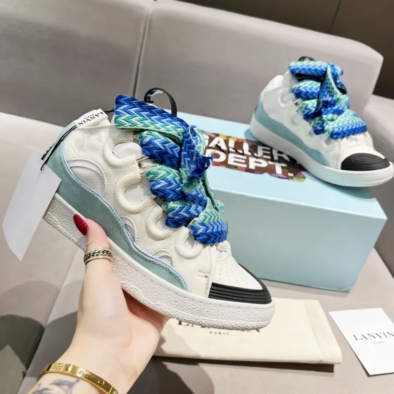 Lanvin Curb Sneakers White Green PB FW SKDK02 DRAG H220040
