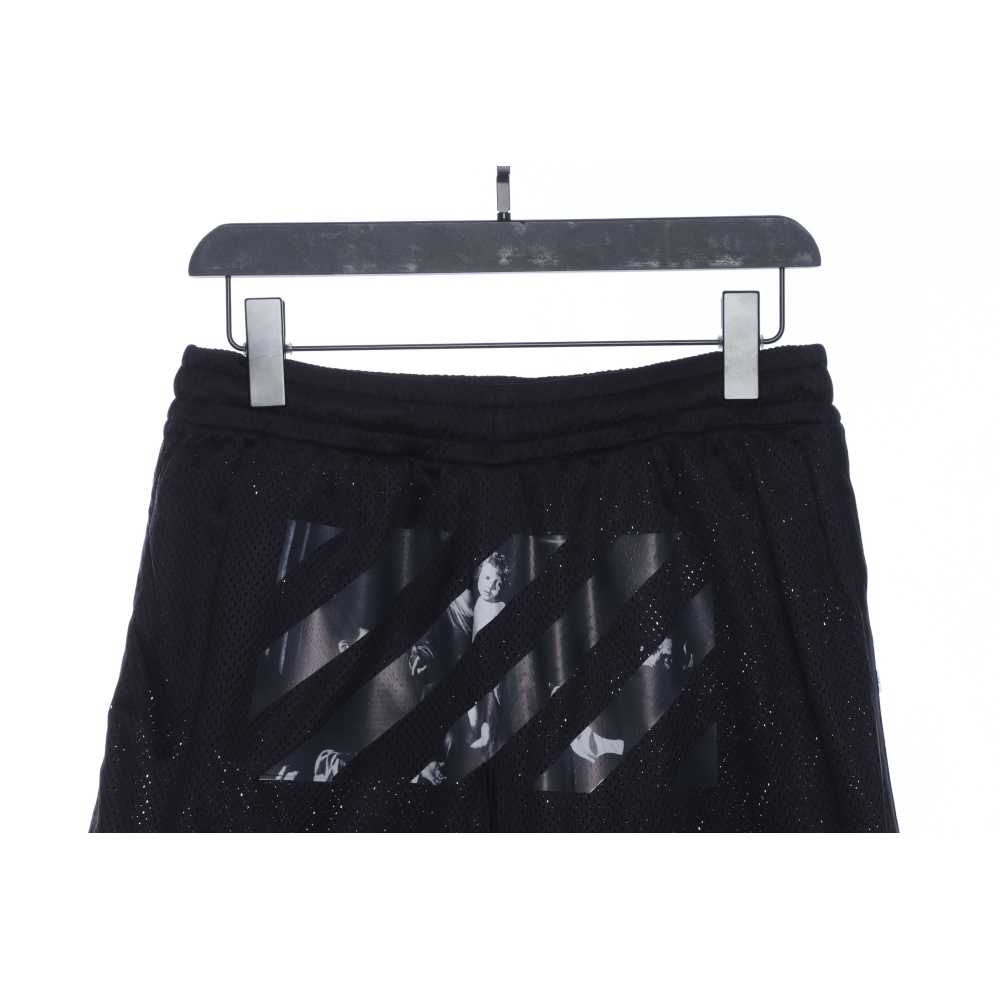 Off White Logo twill print shorts 0543