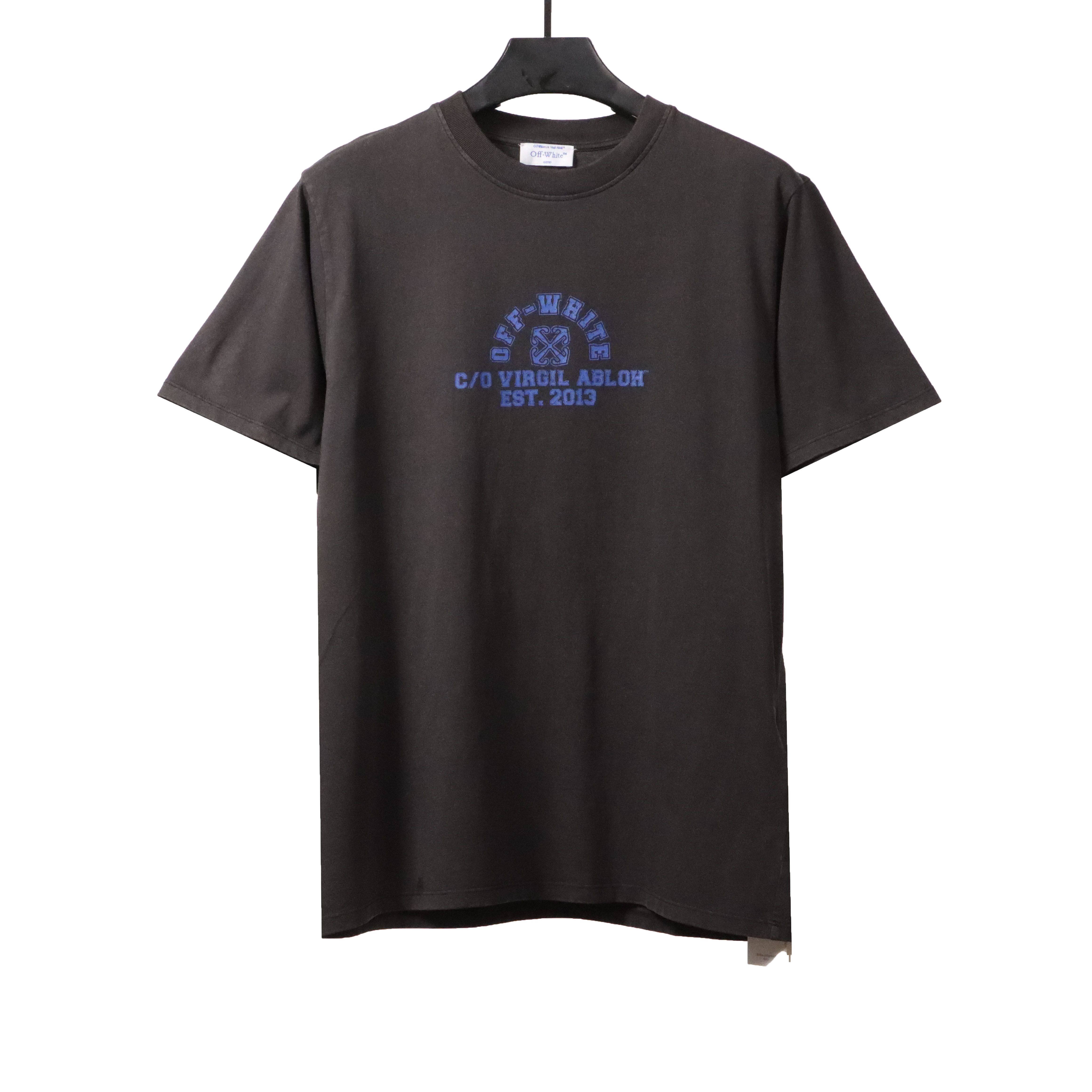 Off White Washed Blue Arrow T-Shirt 0543