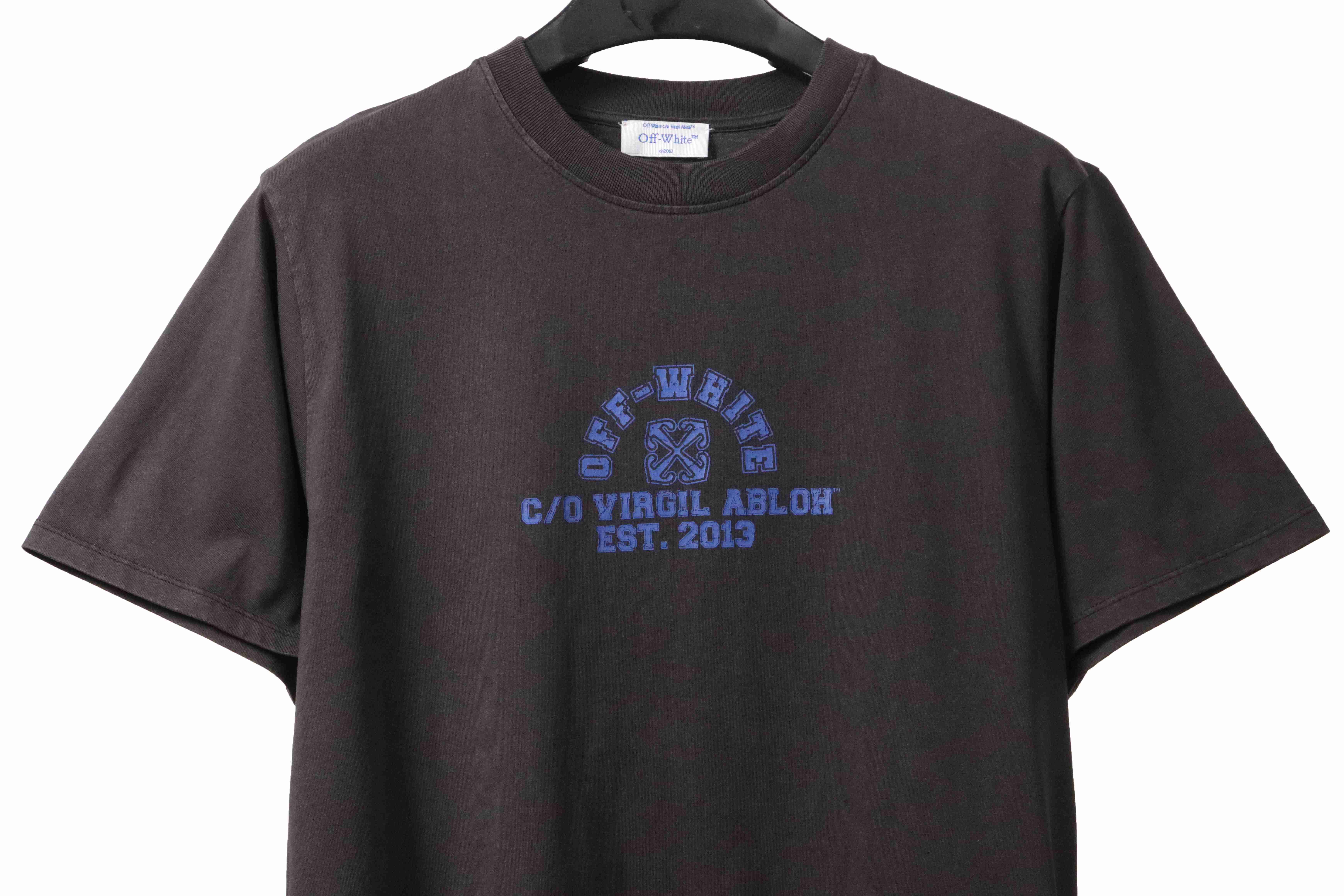 Off White Washed Blue Arrow T-Shirt 0543