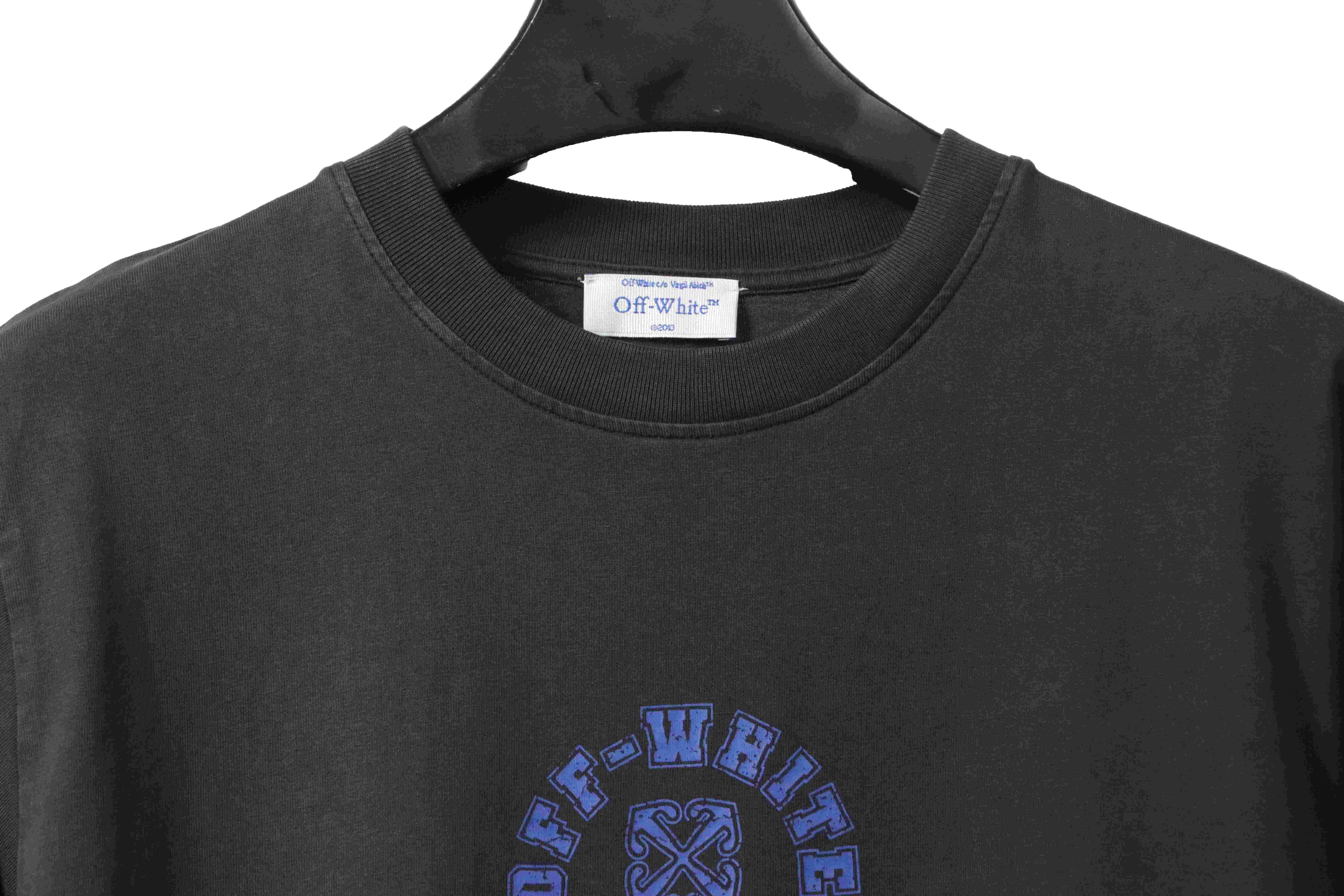 Off White Washed Blue Arrow T-Shirt 0543