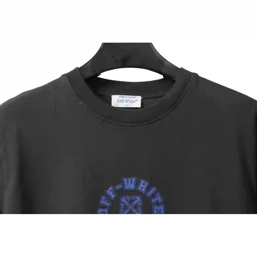 Off White Washed Blue Arrow T-Shirt 0543