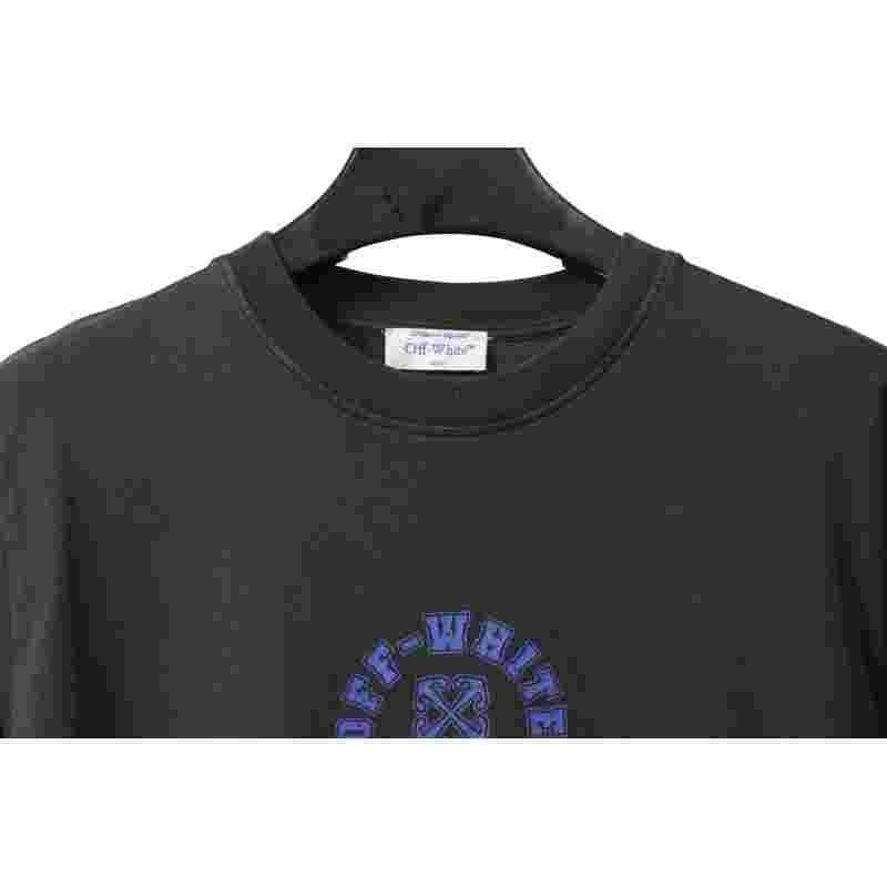 Off White Washed Blue Arrow T-Shirt 0543