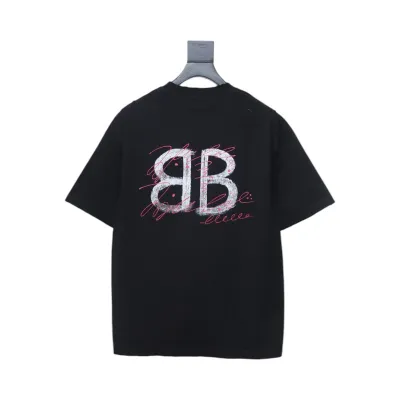 Balenciaga 25ss Double B hand-painted washed holes T-shirt 02