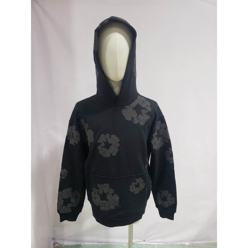 Denim Tears Cotton Wreath Hoodie Black Monochrome