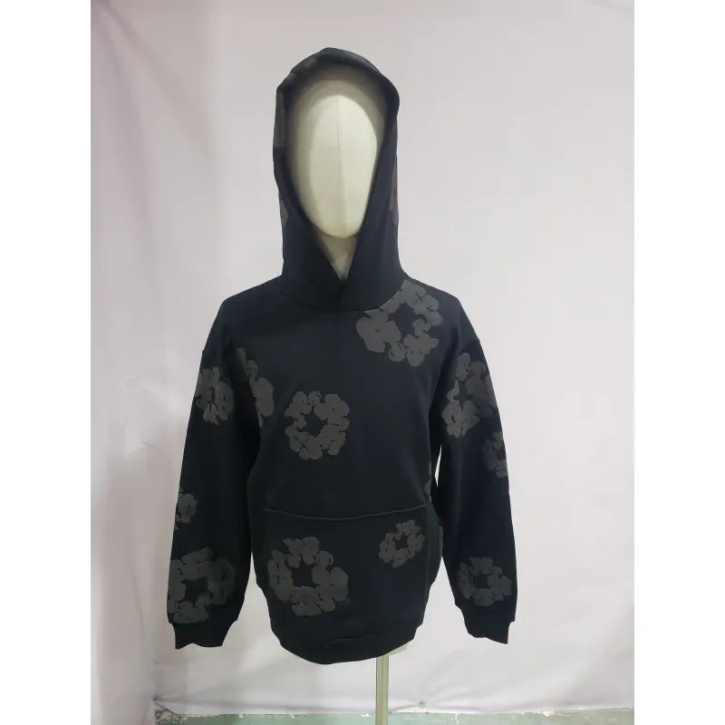 Denim Tears Cotton Wreath Hoodie Black Monochrome