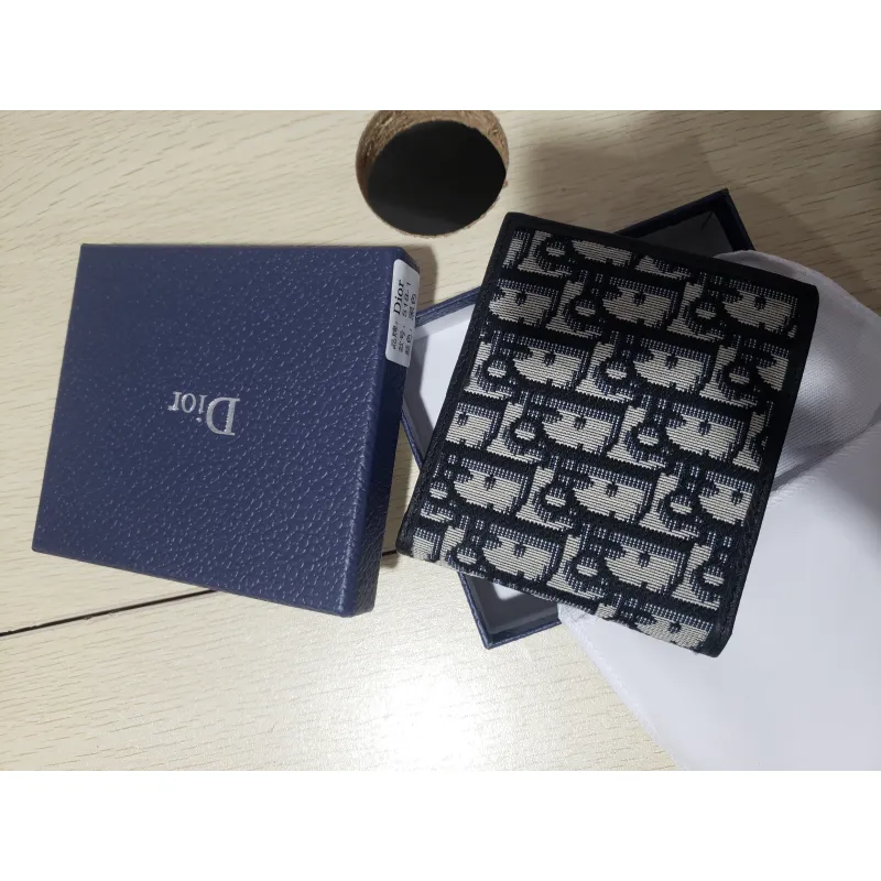 Dior Compact Wallet Beige And Black Dior Oblique Jacquard 2OBBC027YSE_H05E