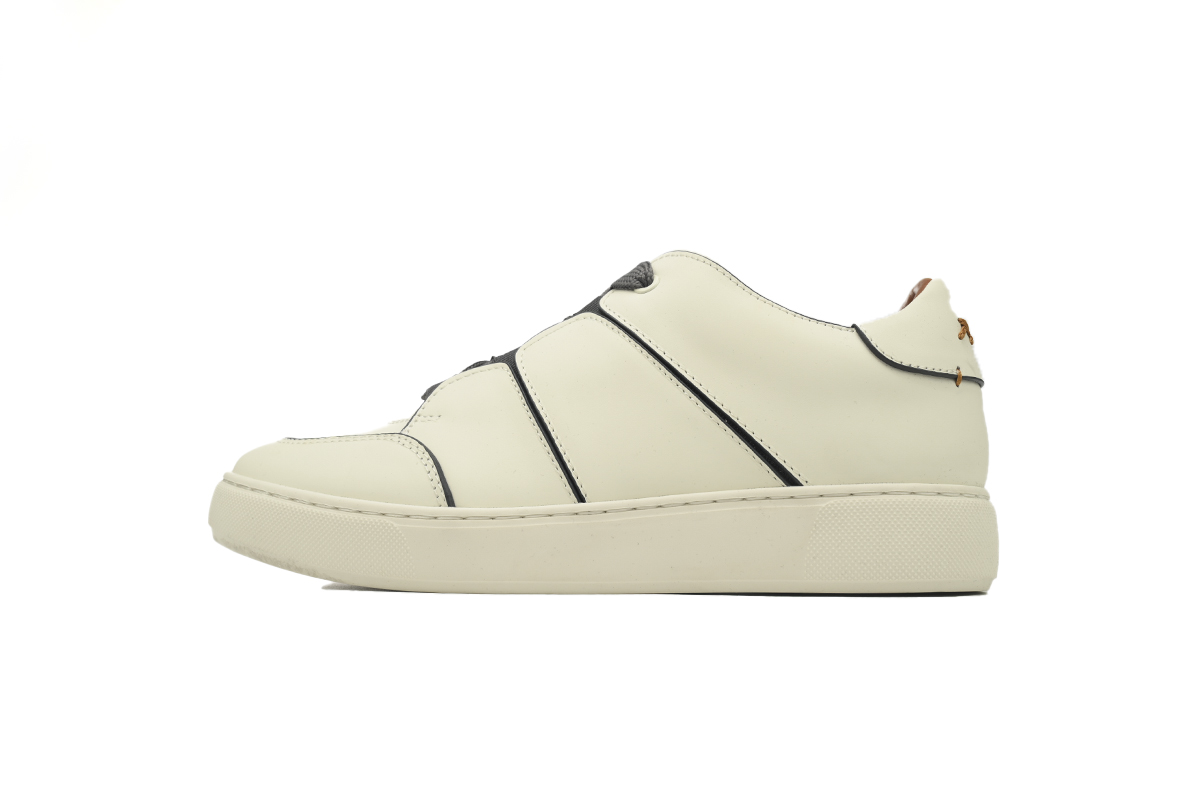 Zegna Tiziano Leather Low-top Sneakers In Beige
