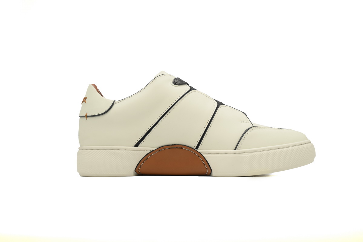 Zegna Tiziano Leather Low-top Sneakers In Beige