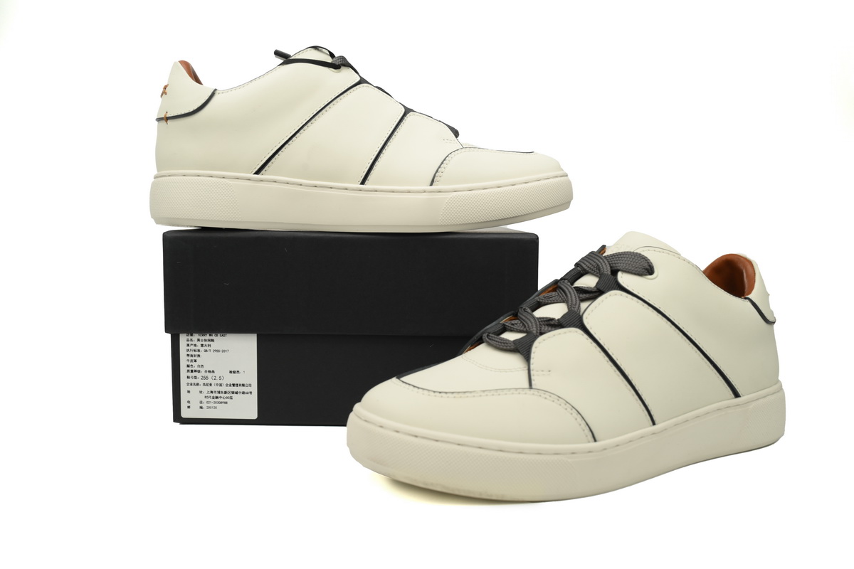 Zegna Tiziano Leather Low-top Sneakers In Beige