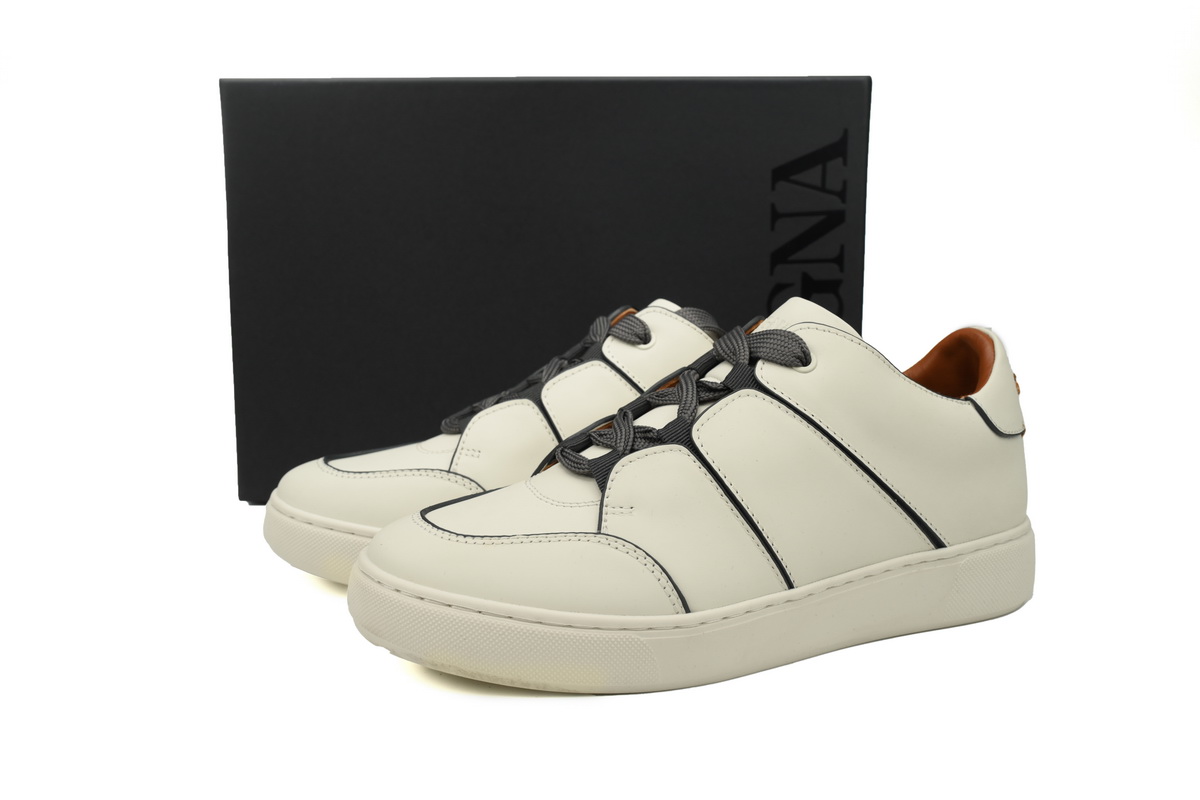Zegna Tiziano Leather Low-top Sneakers In Beige