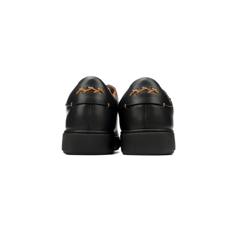 Zegna Tiziano Leather Low-top Sneakers In Black
