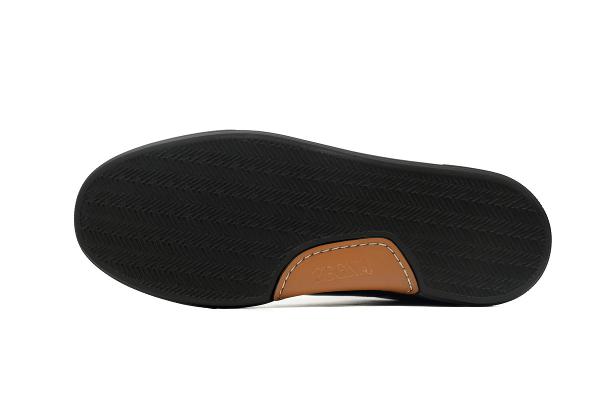 Zegna Tiziano Leather Low-top Sneakers In Black