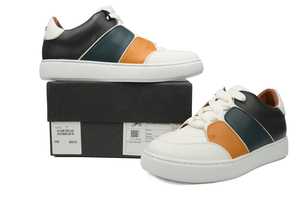 Zegna Tiziano Leather Low-top Sneakers In Multicolour