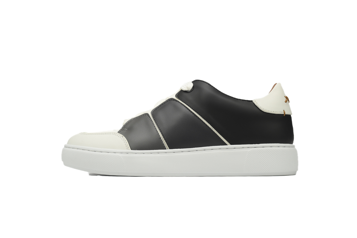 Zegna Tiziano Leather Low-top Sneakers In White Black