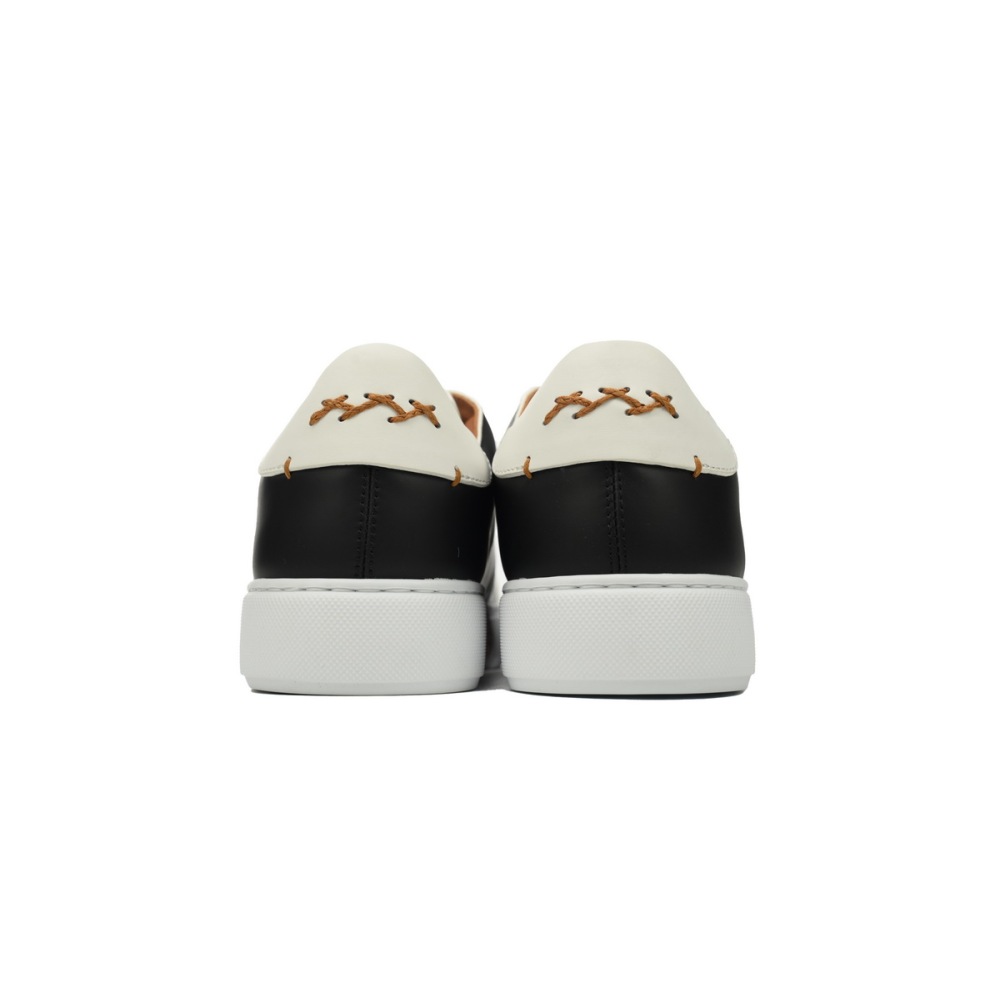 Zegna Tiziano Leather Low-top Sneakers In White Black