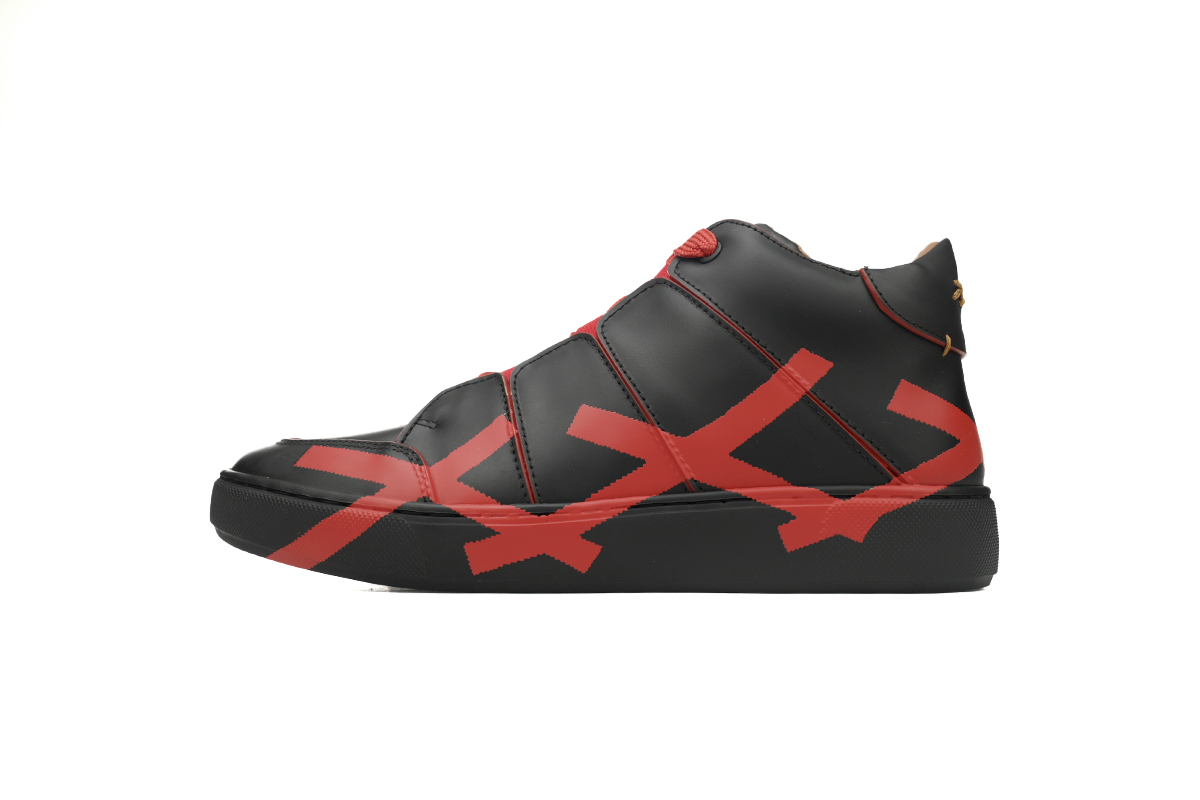 Zegna Tiziano Leather Mid-top Sneakers In Black Red