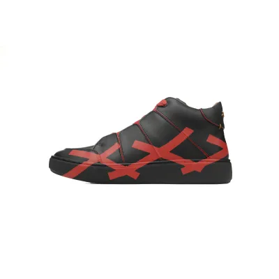 Zegna Tiziano Leather Mid-top Sneakers In Black Red 01