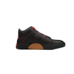 Zegna Tiziano Leather Mid-top Sneakers In Black Red