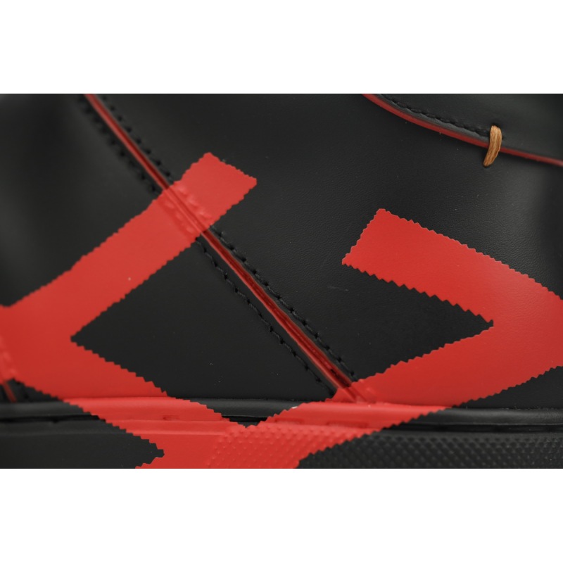 Zegna Tiziano Leather Mid-top Sneakers In Black Red