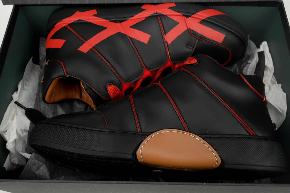 Zegna Tiziano Leather Mid-top Sneakers In Black Red
