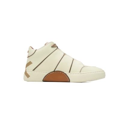 Zegna Tiziano Leather Mid-top Sneakers In Beige 02