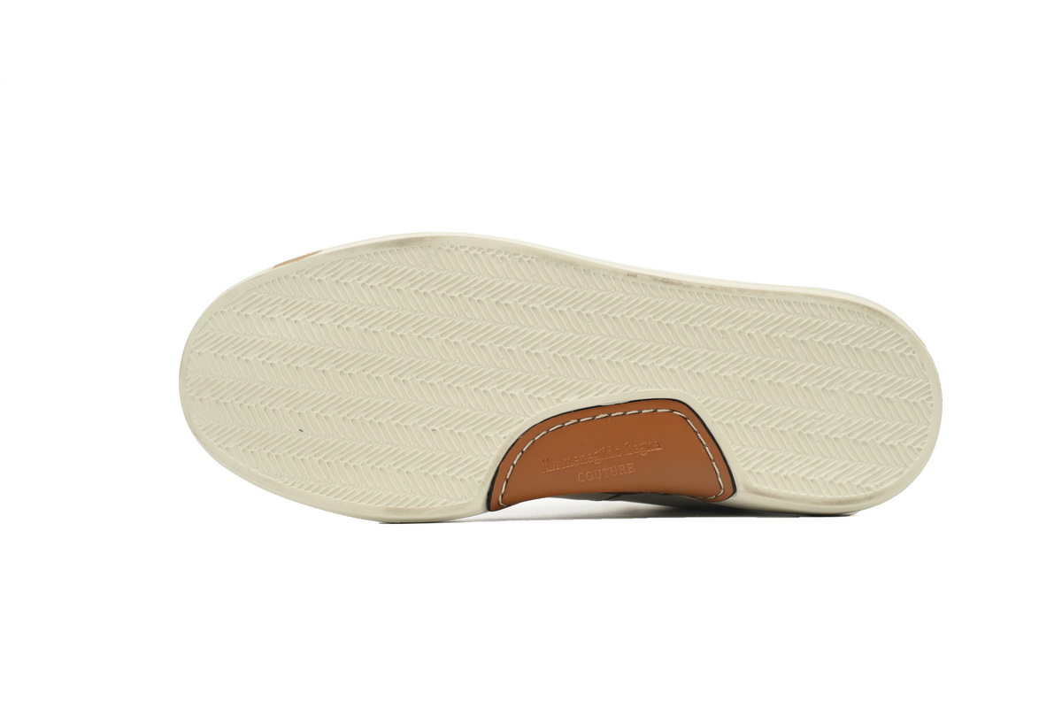 Zegna Tiziano Leather Mid-top Sneakers In Beige