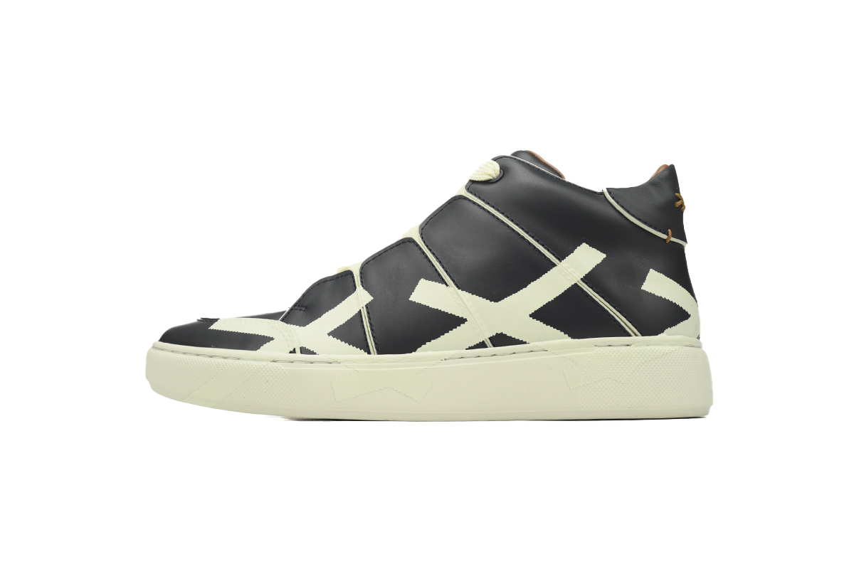 Zegna Tiziano Leather Mid-top Sneakers In Black and White