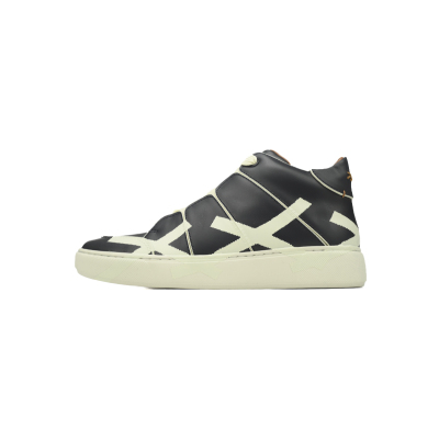 Zegna Tiziano Leather Mid-top Sneakers In Black and White 01