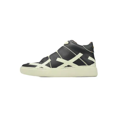 Zegna Tiziano Leather Mid-top Sneakers In Black and White 01