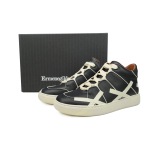 Zegna Tiziano Leather Mid-top Sneakers In Black and White