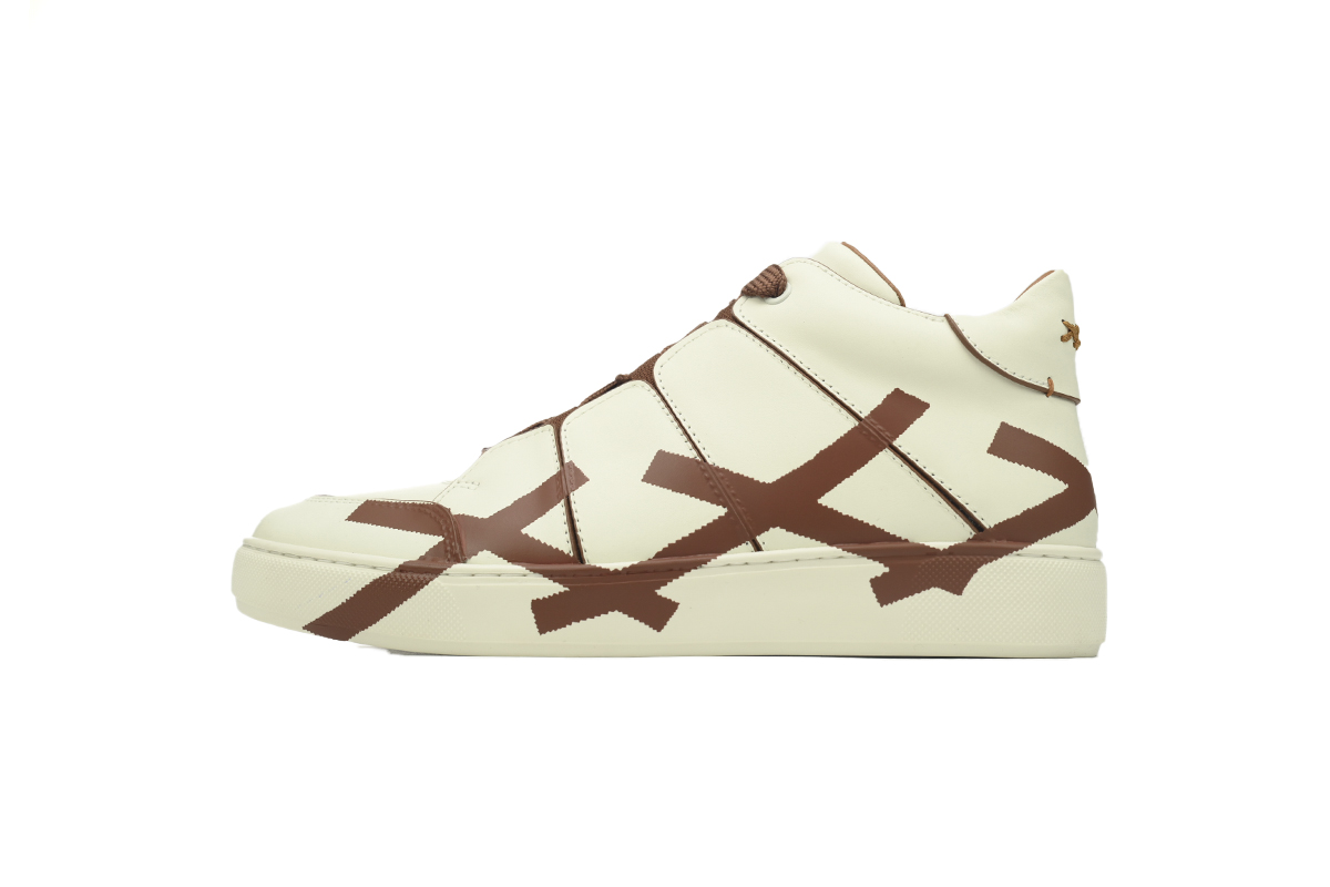 Zegna Tiziano Leather Mid-top Sneakers In Brown