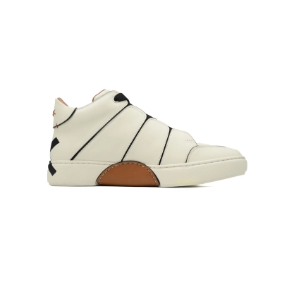 Zegna Tiziano Leather Mid-top Sneakers In White Black 02