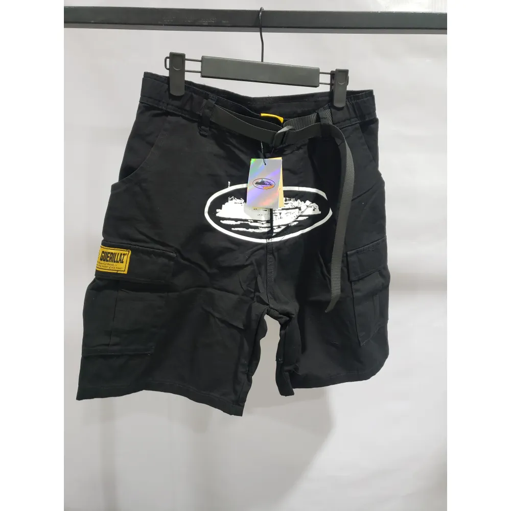 Corteiz Alcatraz Cargo Shorts Black