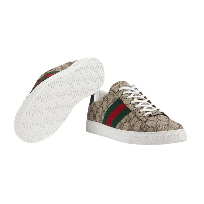 Gucci Ace sneaker with Web Beige And Ebony GG Supreme 760775 FACMZ 9746