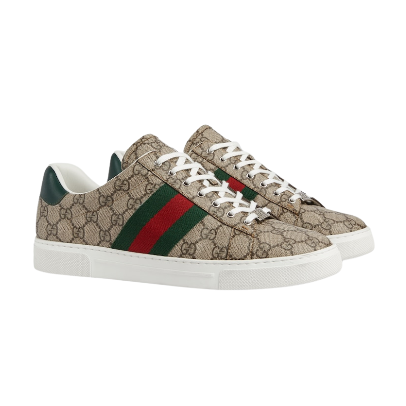 Gucci Ace sneaker with Web Beige And Ebony GG Supreme 760775 FACMZ 9746