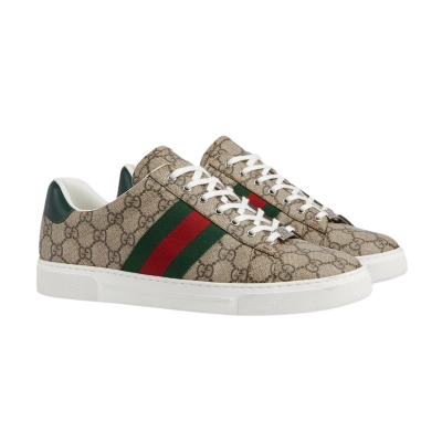 Gucci Ace sneaker with Web Beige And Ebony GG Supreme 760775 FACMZ 9746 02