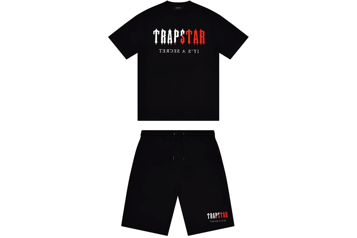 Trapstar Chenille Decoded Short Set Black/Red