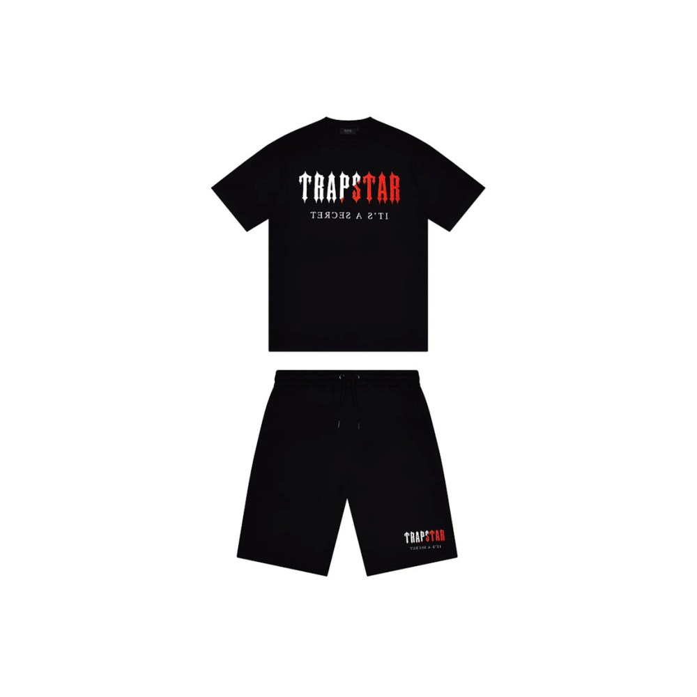 Trapstar Chenille Decoded Short Set Black/Red