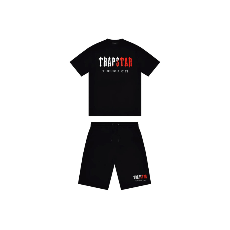 Trapstar Chenille Decoded Short Set Black/Red