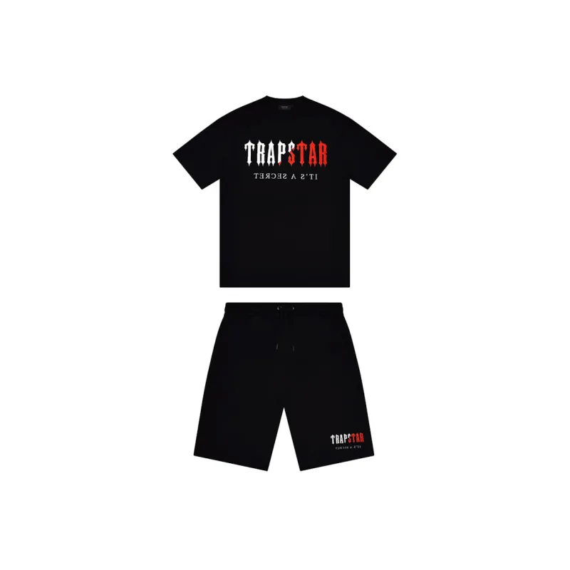 Trapstar Chenille Decoded Short Set Black/Red