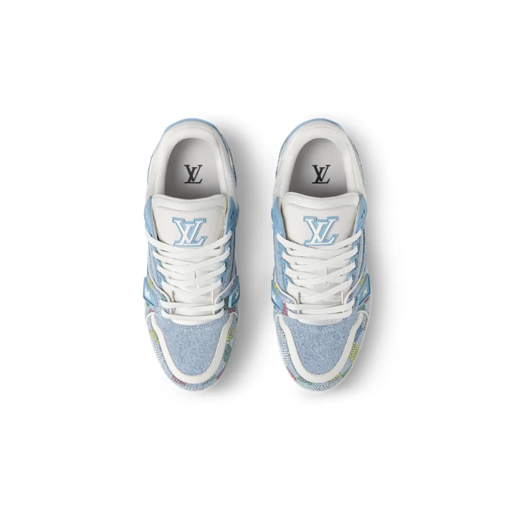 LV Trainer Sneaker Light Blue Grid 1AHCYA