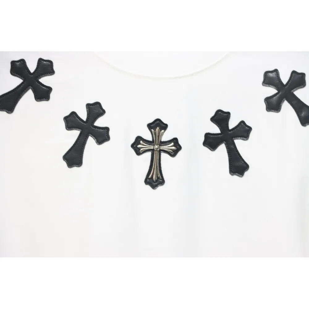 CHROME HEARTS Cross-Veneer Silver Jewelry T-Shirt