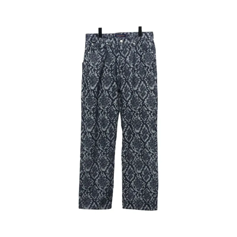 Louis Vuitton Asymmetrical Snake Print Jeans